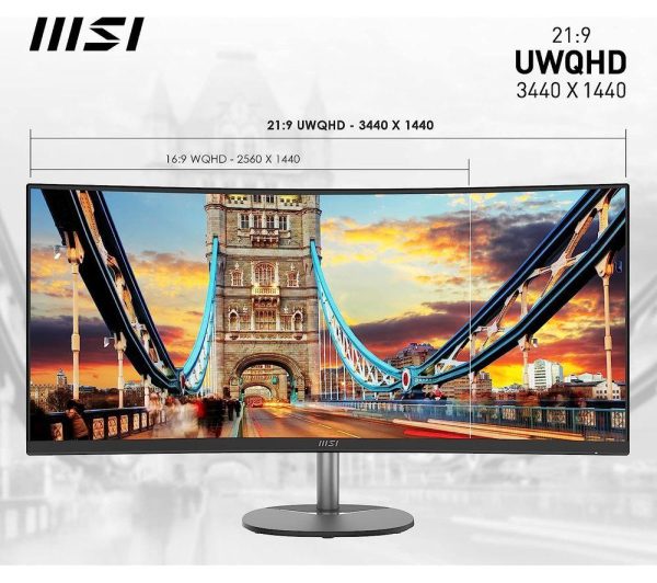 MSI PRO MP341CQ Wide Quad HD 34" Curved VA Monitor - Black