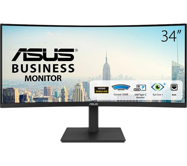 ASUS VA34VCPSN Wide Quad HD 34" Curved VA LED Monitor - Black