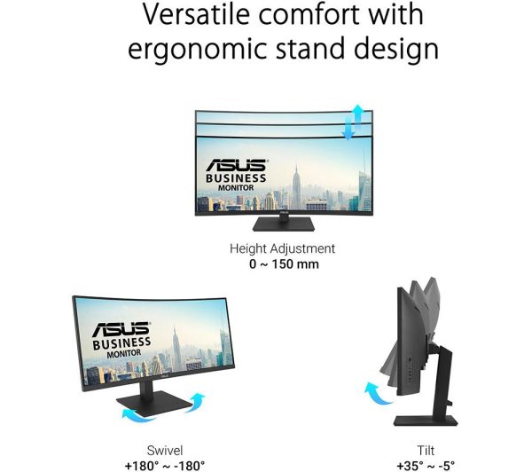 ASUS VA34VCPSN Wide Quad HD 34" Curved VA LED Monitor - Black