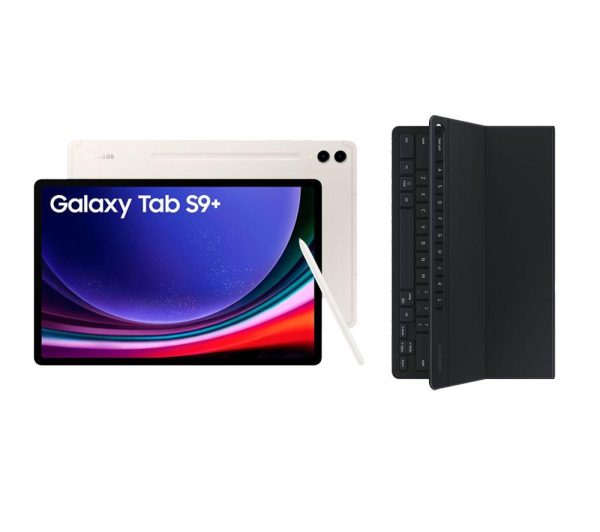 SAMSUNG Galaxy Tab S9+ 12.4" Tablet (512 GB, Beige) & Galaxy Tab S9+ Slim Book Cover Keyboard Case Bundle