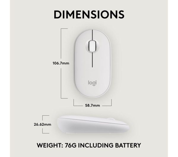LOGITECH Pebble 2 M350S Wireless Optical Mouse - Offwhite