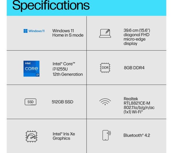 HP 15s-fq5505sa 15.6" Laptop - Intel® Core i7, 512 GB SSD, Silver
