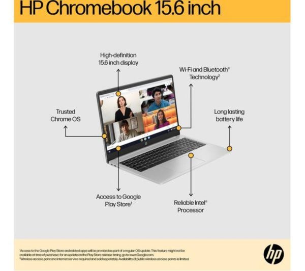 HP 15a-na0500sa 15.6" Refurbished Chromebook - IntelÂ® PentiumÂ®, 128 GB eMMC, Silver (Excellent Condition)