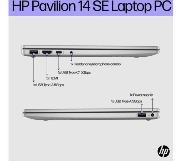 HP Pavilion SE 14" Refurbished Laptop - Intel® Core i3, 256 GB SSD, Silver (Very Good Condition)