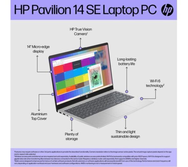 HP Pavilion SE 14" Refurbished Laptop - Intel® Core i3, 256 GB SSD, Silver (Very Good Condition)