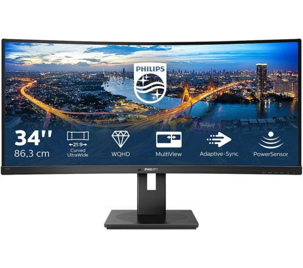 PHILIPS 345B1C Wide Quad HD 34" Curved VA LCD Monitor - Black