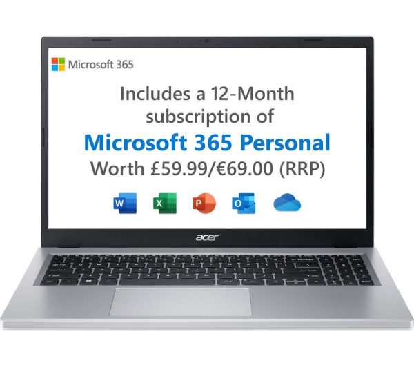 ACER Aspire 3 15.6" Laptop - Intel® Core i3, 128 GB SSD, Silver