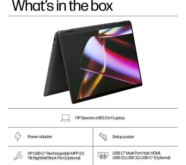 HP Spectre x360 16-aa0500na 16" 2 in 1 Laptop - Intel® Core Ultra 7, 1 TB SSD, Black