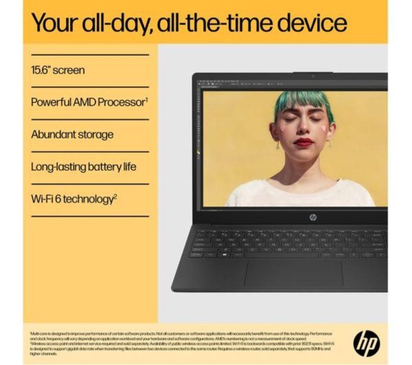 HP 15-fc0514sa 15.6" Refurbished Laptop - AMD Ryzen 5, 256 GB, Black (Very Good Condition)