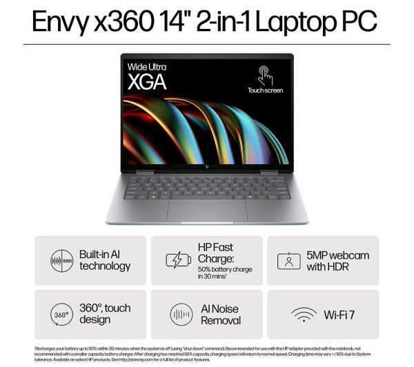 HP ENVY x360 14-fc0501na 14" 2 in 1 Laptop - Intel® Core Ultra 5, 512 GB SSD, Silver