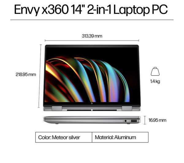 HP ENVY x360 14-fc0502na 14" 2 in 1 Laptop - Intel® Core Ultra 7, 1 TB SSD, Silver