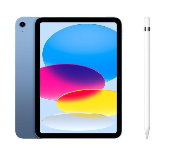 APPLE 10.9” iPad (2022, 64 GB, Blue) & Pencil (1st Generation) Bundle