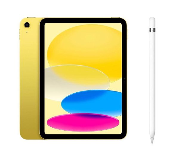 APPLE 10.9” iPad (2022, 64 GB, Yellow) & Pencil (1st Generation) Bundle