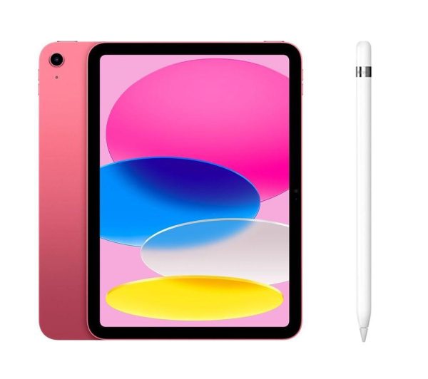 APPLE 10.9” iPad (2022, 256 GB, Pink) & Pencil (1st Generation) Bundle