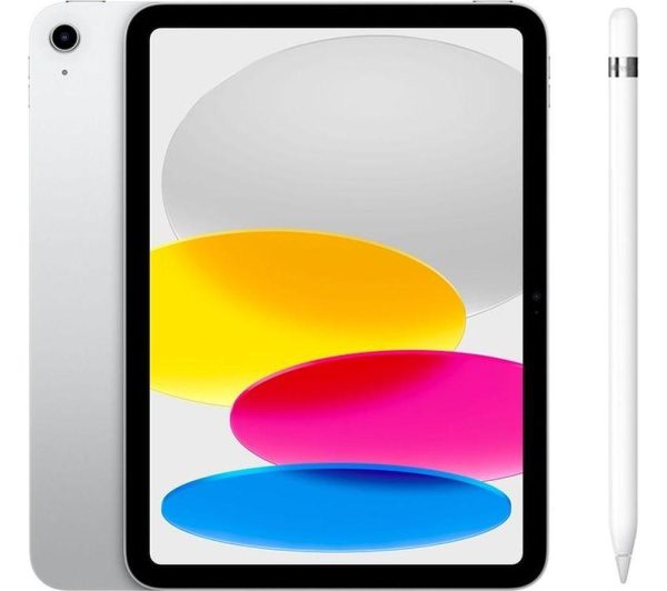APPLE 10.9” iPad Cellular (2022, 256 GB, Silver) & Pencil (1st Generation) Bundle