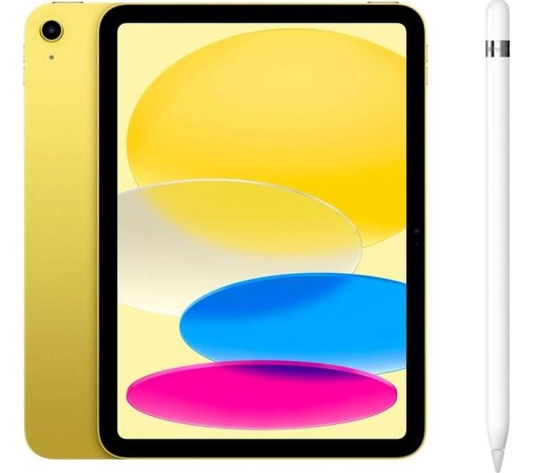 APPLE 10.9” iPad Cellular (2022, 256 GB, Yellow) & Pencil (1st Generation) Bundle