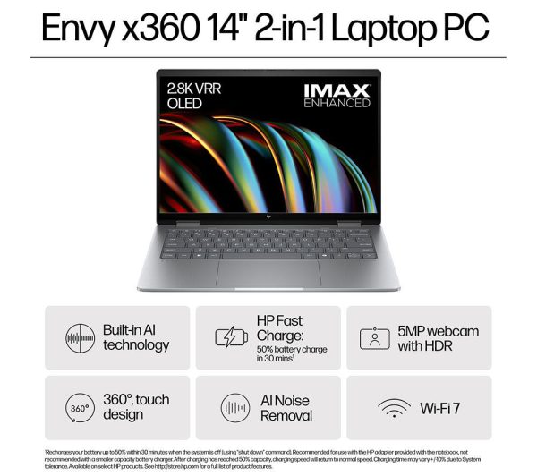 HP ENVY x360 14-fc0500na 14" 2 in 1 Laptop - Intel® Core Ultra 5, 512 GB SSD, Silver