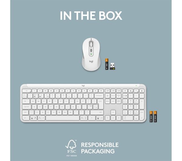 LOGITECH Signature Slim MK950 Wireless Keyboard & Mouse Set - White