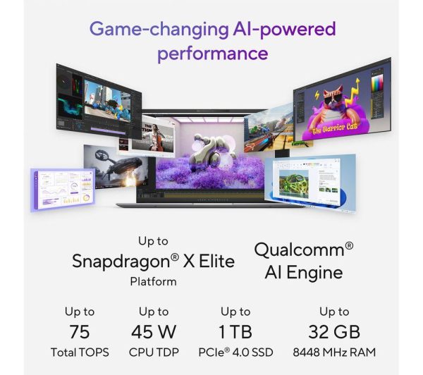 ASUS Vivobook S 15" Laptop, Copilot+ PC - Snapdragon X Elite, 1 TB SSD, Silver