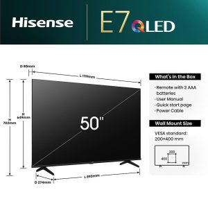 HISENSE 50E7NQTUK 50" Smart 4K Ultra HD HDR QLED TV with Amazon Alexa