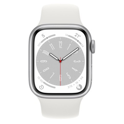 Apple Watch Series 8 GPS Silver Aluminium 45MM White Sport Band