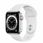 Apple Watch Series 6 GPS + Cellular Silver SS 44MM White Sport Band