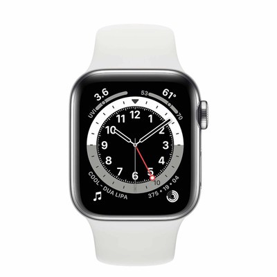 Apple Watch Series 6 GPS + Cellular Silver SS 44MM White Sport Band