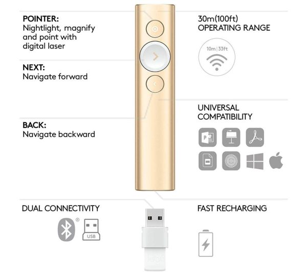 LOGITECH Spotlight Presentation Remote - Gold