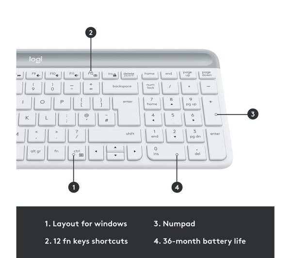 LOGITECH MK470 Wireless Keyboard and Mouse Set - Off-White