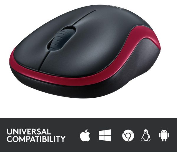 LOGITECH M185 Wireless Optical Mouse - Black & Red