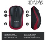 LOGITECH M185 Wireless Optical Mouse - Black & Red