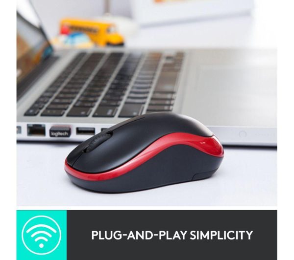 LOGITECH M185 Wireless Optical Mouse - Black & Red