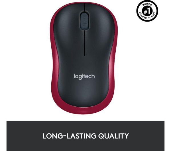 LOGITECH M185 Wireless Optical Mouse - Black & Red