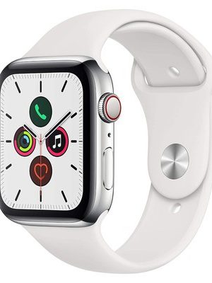 Apple Watch Series 5 GPS+Cellular Silver Stainless Steel 44MM White Sport Band