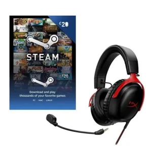 HYPERX Cloud III Gaming Headset (Black & Red) & Steam Wallet Card (£20) Bundle