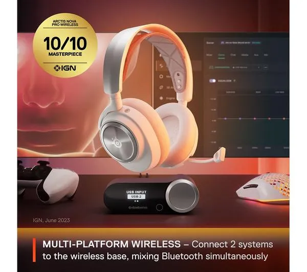 STEELSERIES Arctis Nova Pro Wireless 7.1 Gaming Headset for PC & PlayStation - White