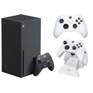 MICROSOFT Xbox Series X, Additional White Controller & VS2871 Xbox Series X/S & Xbox One Twin Docking Station (White) Bundle