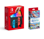 NINTENDO Switch OLED & Sports Bundle - Neon Red & Blue