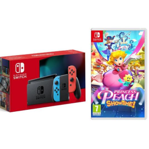 NINTENDO Switch (Neon Red and Blue) & Princess Peach: Showtime Bundle