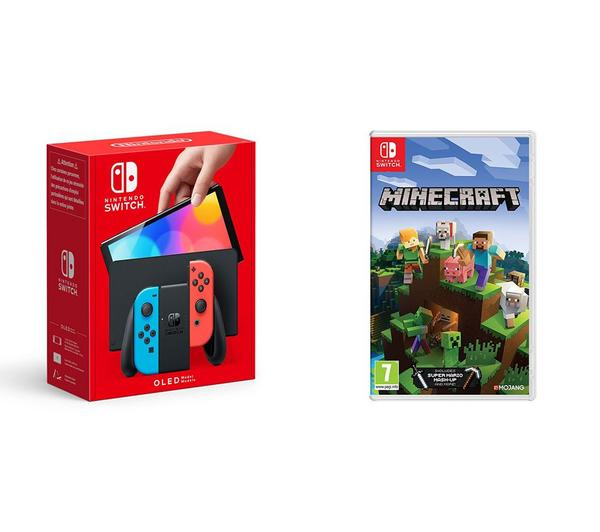 NINTENDO Switch OLED Neon & Minecraft Bundle