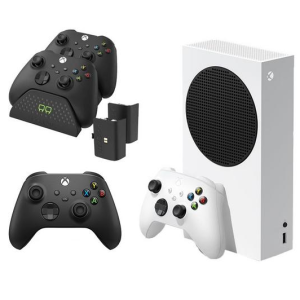 MICROSOFT Xbox Series S (512 GB), Additional Black Controller & VS2881 Xbox Series X/S & Xbox One Twin Docking Station (Black) Bundle