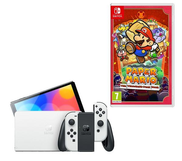 NINTENDO Switch OLED & Paper Mario: The Thousand-Year Door Bundle - White