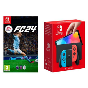 NINTENDO Switch OLED (Red & Blue) & EA Sports FC 24 Bundle